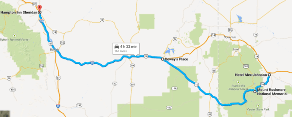 Rapid City SD to Sheridan WY with a quick stop at Dewey's Place in Moorcroft WY