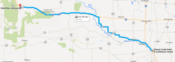 A giant low pressure system has caused us to detour west and south.