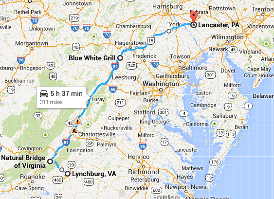 Zoom! Zoom!  Checking off the states:  Virginia, West Virginia, Maryland, Pennsylvania...